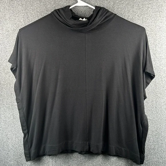 LOFT Outlet Women's Black Jersey Knit Cowl Neck Poncho XS/S Cozy Sweater Wrap - Picture 2 of 8